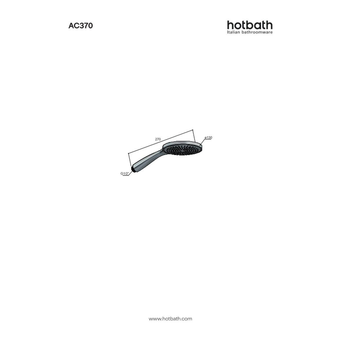 Hotbath Ace AC370 handdouche Velvet 13 cm technische tekening