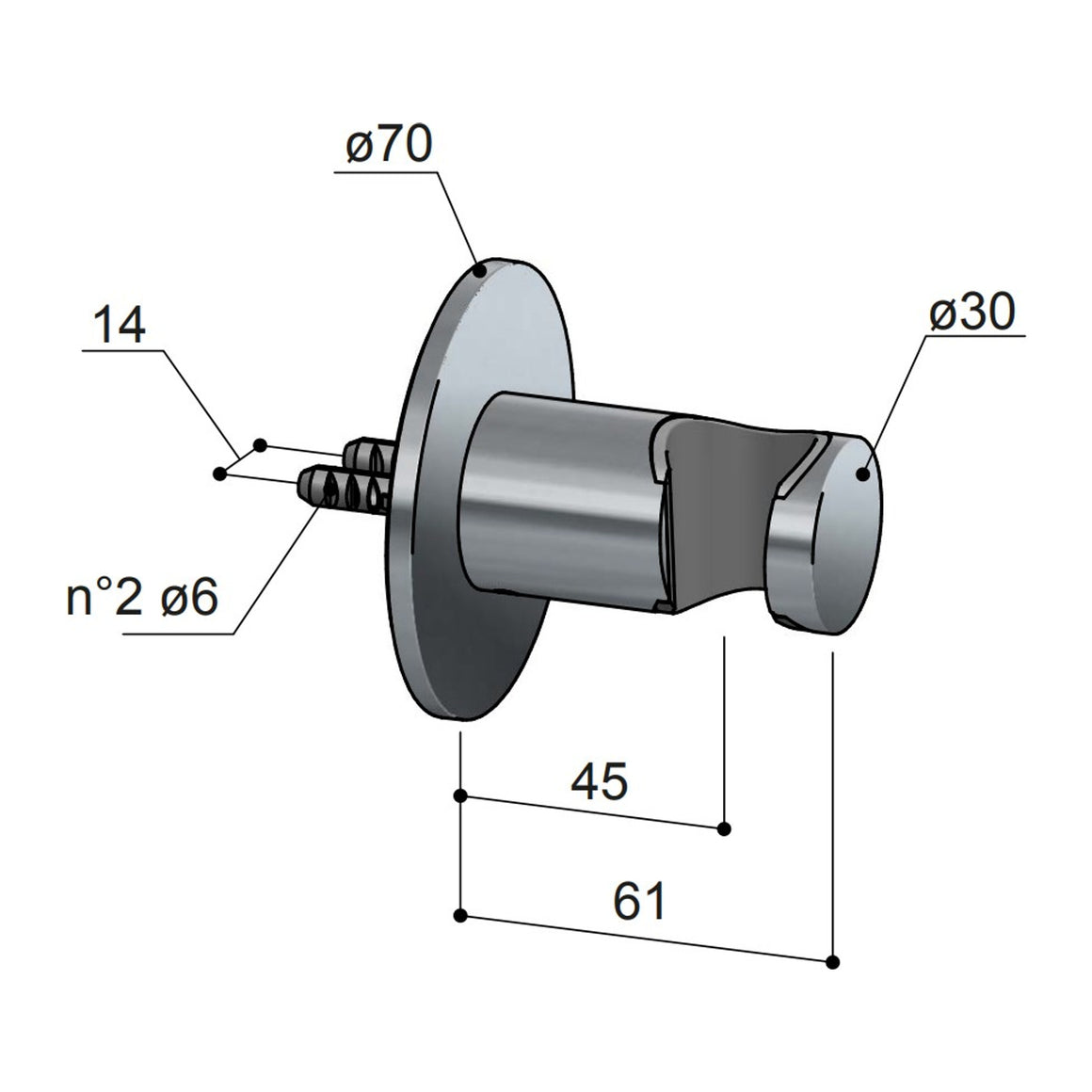 Hotbath Ace AC514 wandhouder voor handdouche technische tekening