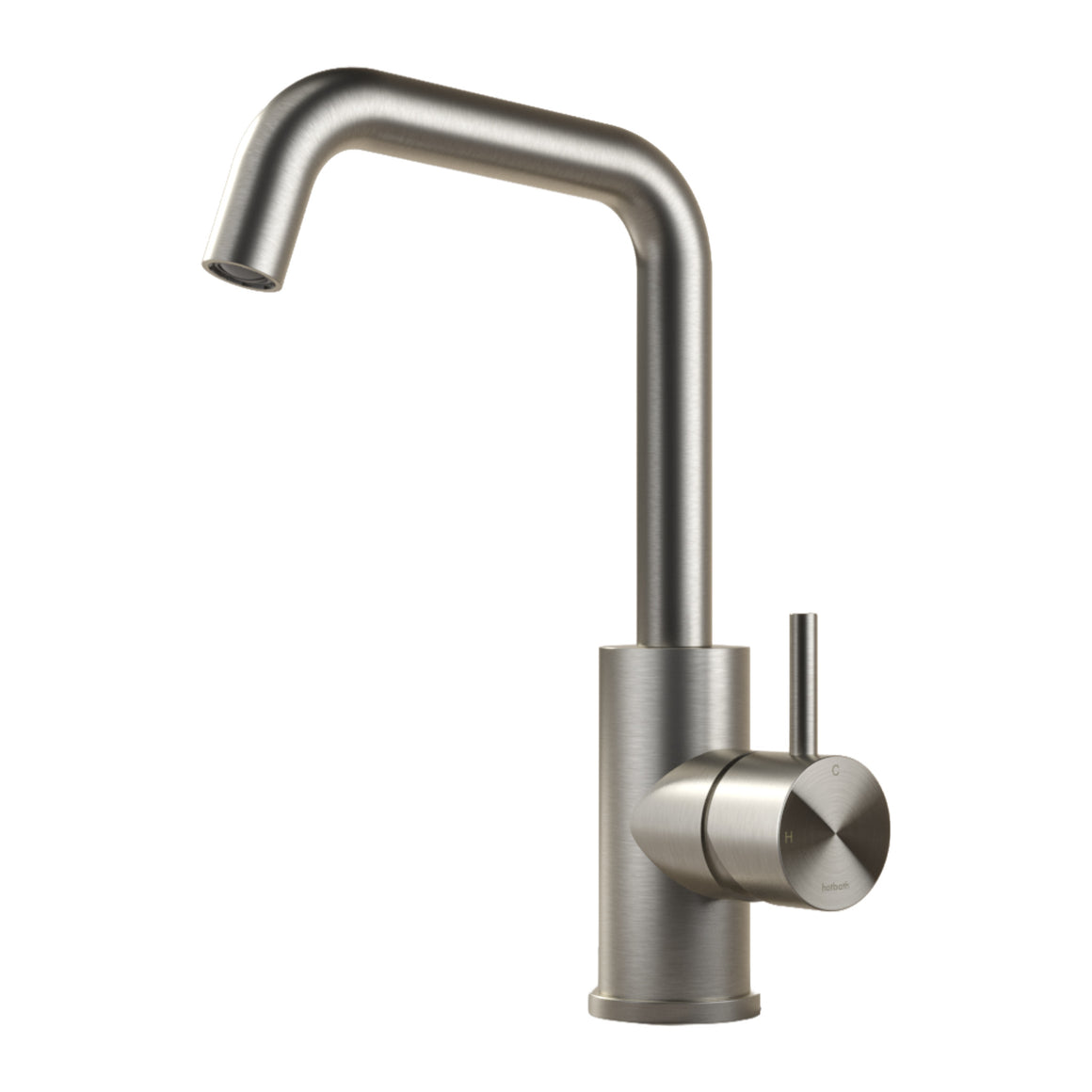 Hotbath Archie AR014 wastafelmengkraan met draaibare uitloop RVS 316 Geborsteld RVS productfoto