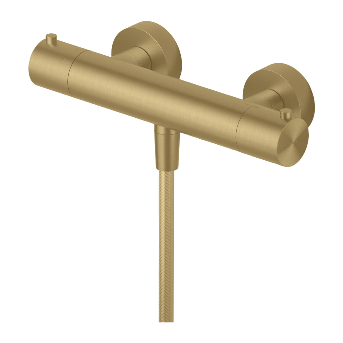 Hotbath Archie AR088 thermostatische douchemengkraan opbouw RVS 316 Geborsteld messing PVD productfoto (kleurimpressie)