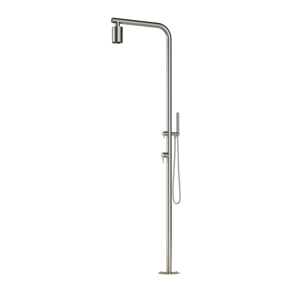 Hotbath Archie AR190 vrijstaande buitendouche met handdouche geborsteld RVS productfoto
