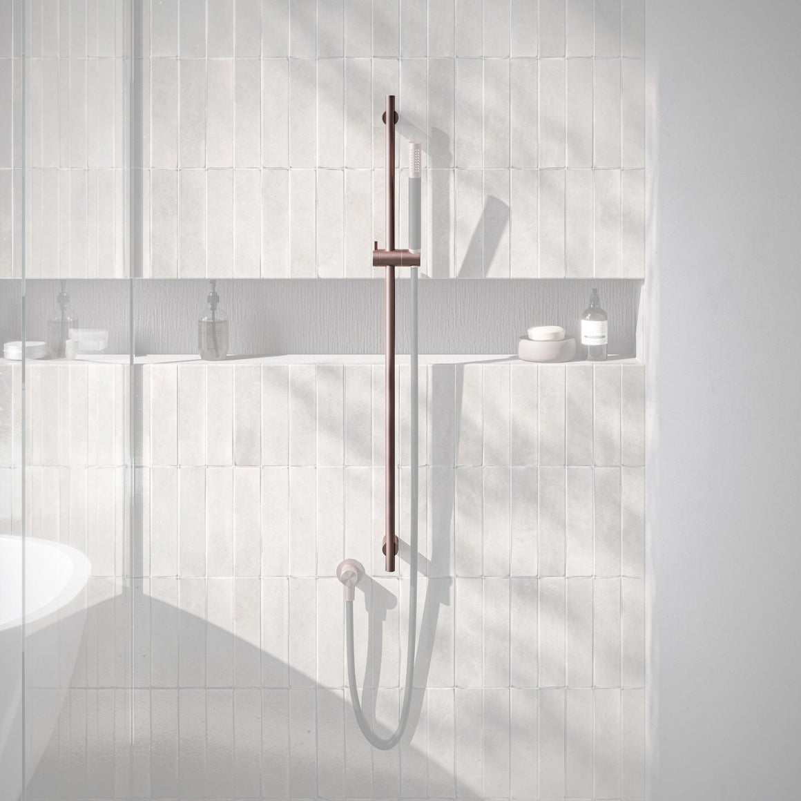 Hotbath Archie AR306 glijstang 90 cm RVS 316 Geborsteld koper PVD productfoto