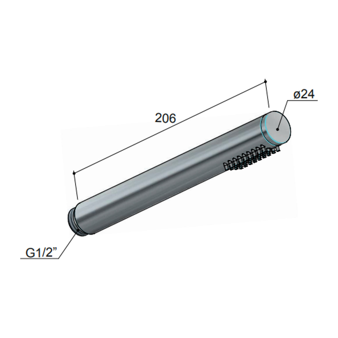 Hotbath Archie AR350 staafhanddouche RVS 316 Geborsteld RVS productfoto