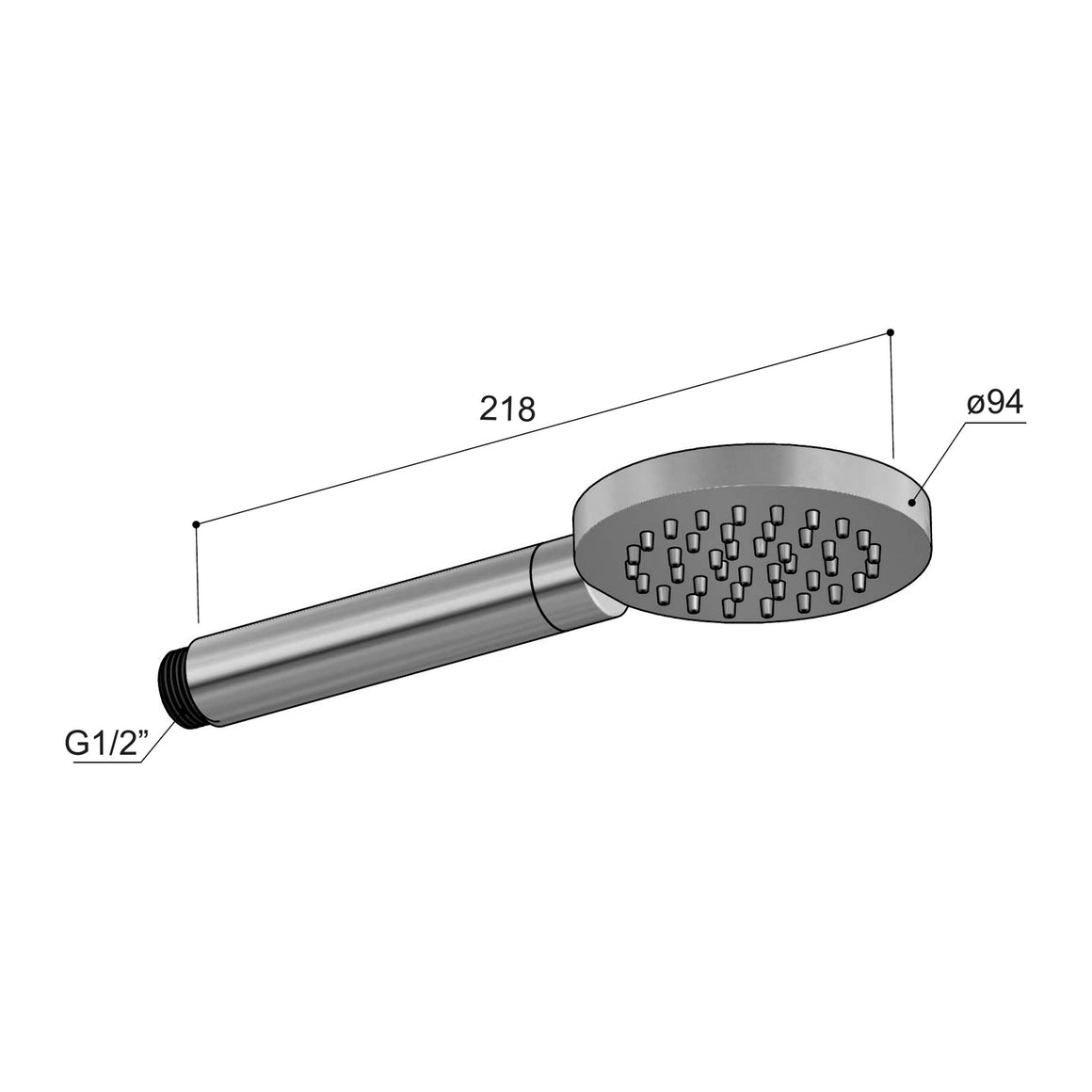 Hotbath Archie AR355 handdouche rond technische tekening