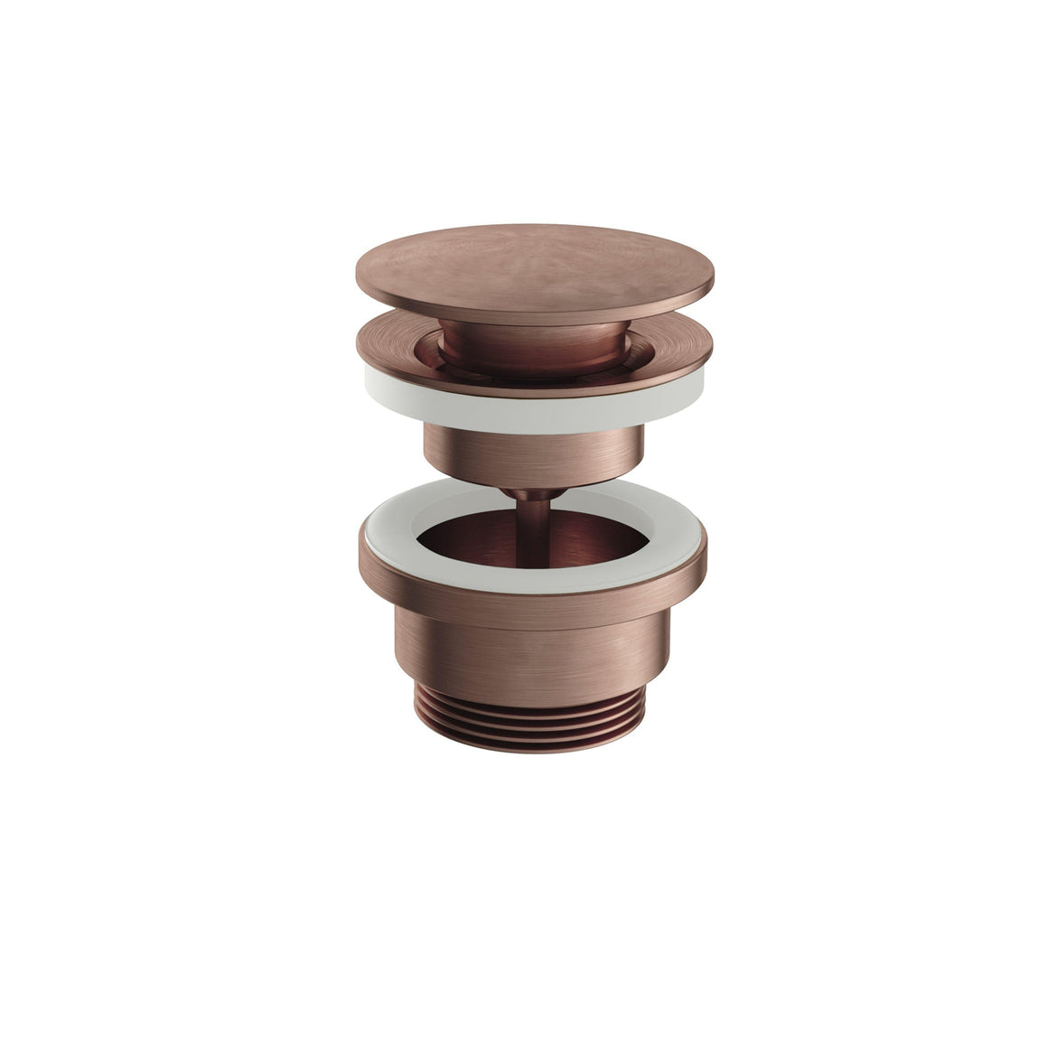 Hotbath Archie AR708 always open afvoerplug rond RVS 316 Geborsteld koper PVD productfoto