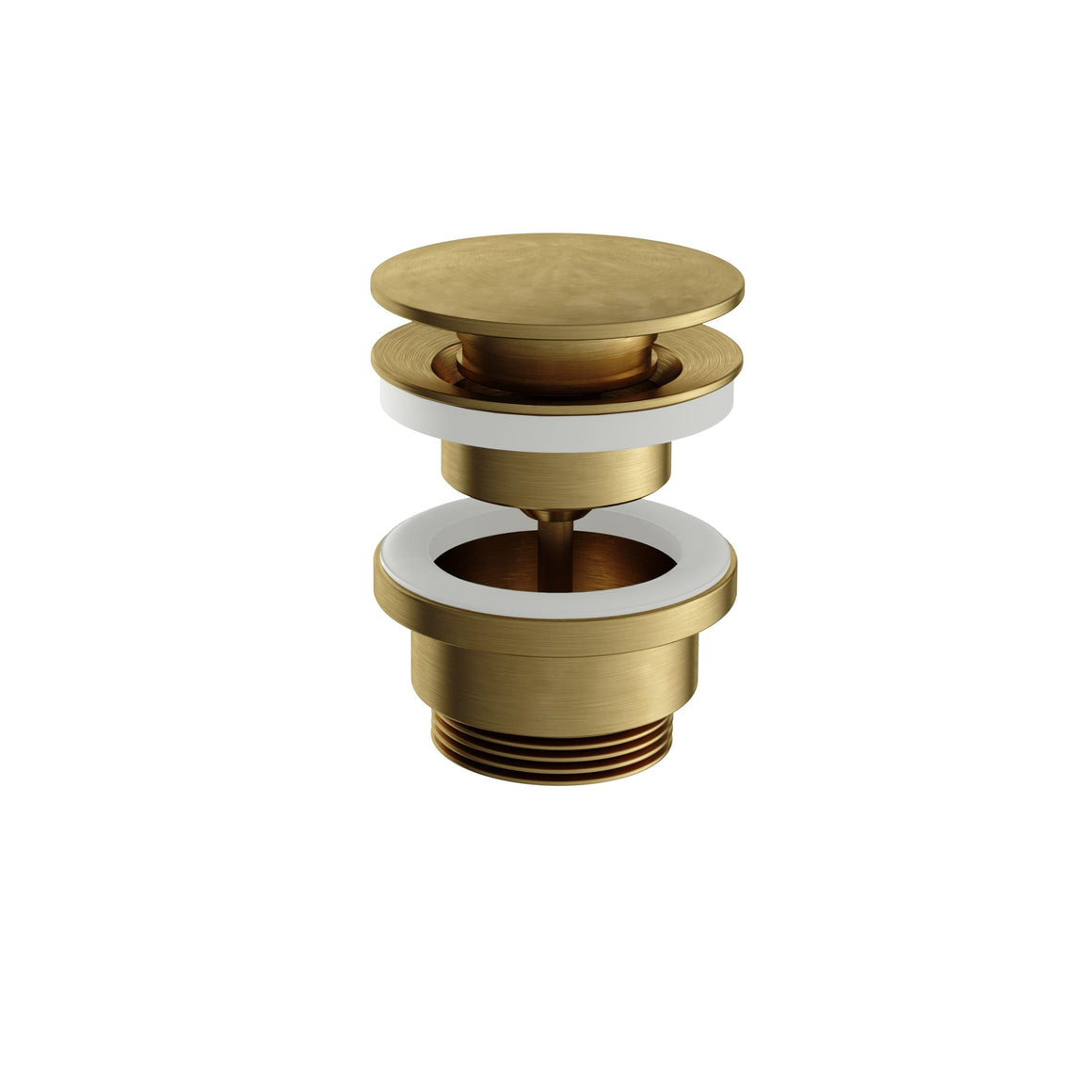 Hotbath Archie AR708 always open afvoerplug rond RVS 316 Geborsteld messing PVD productfoto