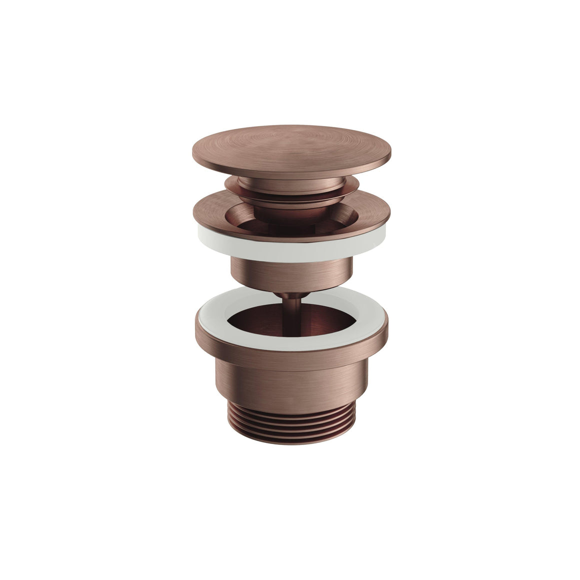 Hotbath Archie AR710 clickwaste afvoerplug rond RVS 316 Geborsteld koper PVD productfoto