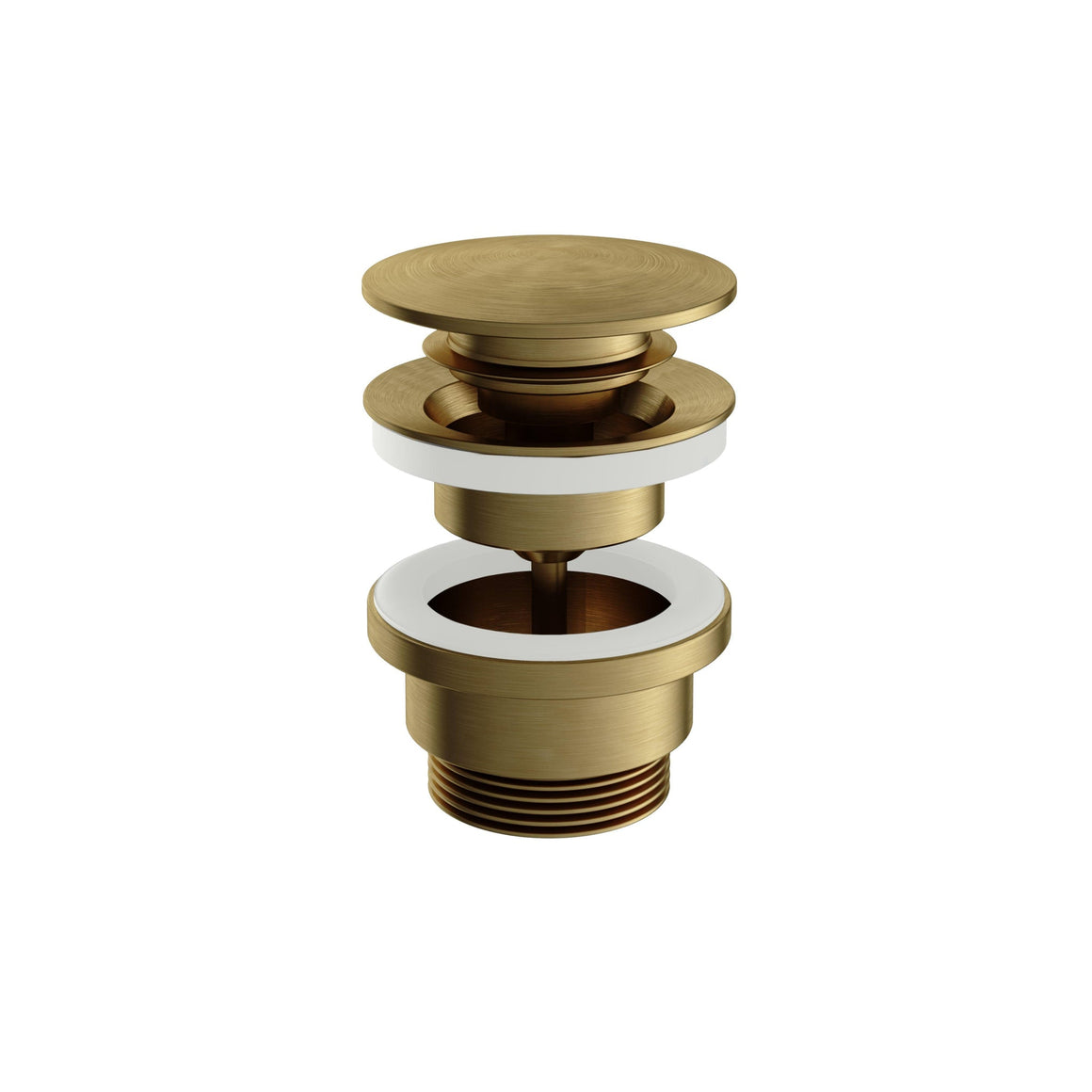 Hotbath Archie AR710 clickwaste afvoerplug rond RVS 316 Geborsteld messing PVD productfoto