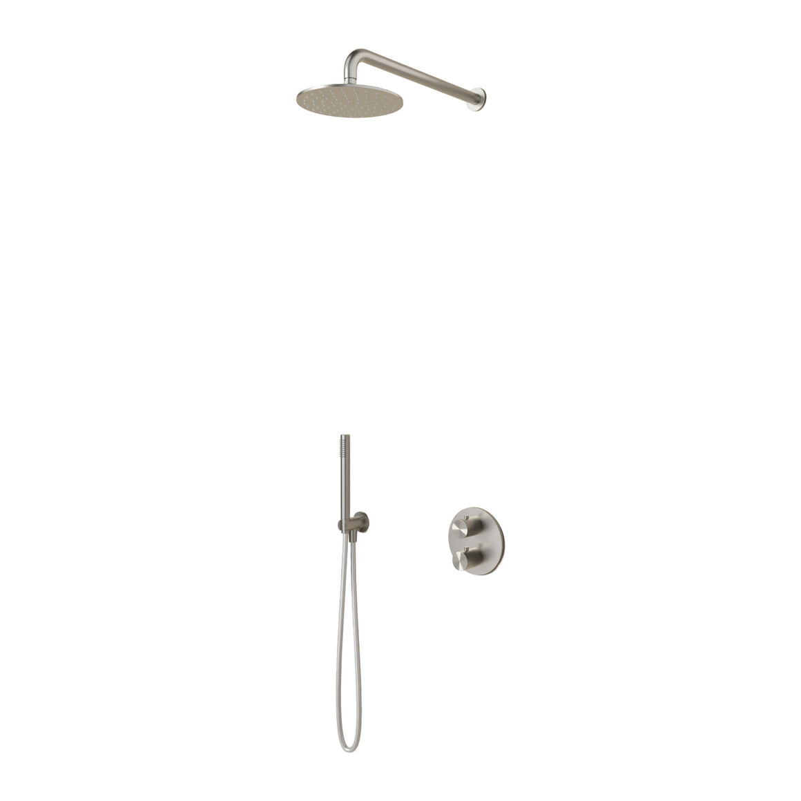 Hotbath Archie IBS30A inbouw regendoucheset thermostatisch met 2-weg omstel RVS 316 Geborsteld RVS Staafhanddouche + plafondbuis 20 cm + standaard hoofddouche productfoto