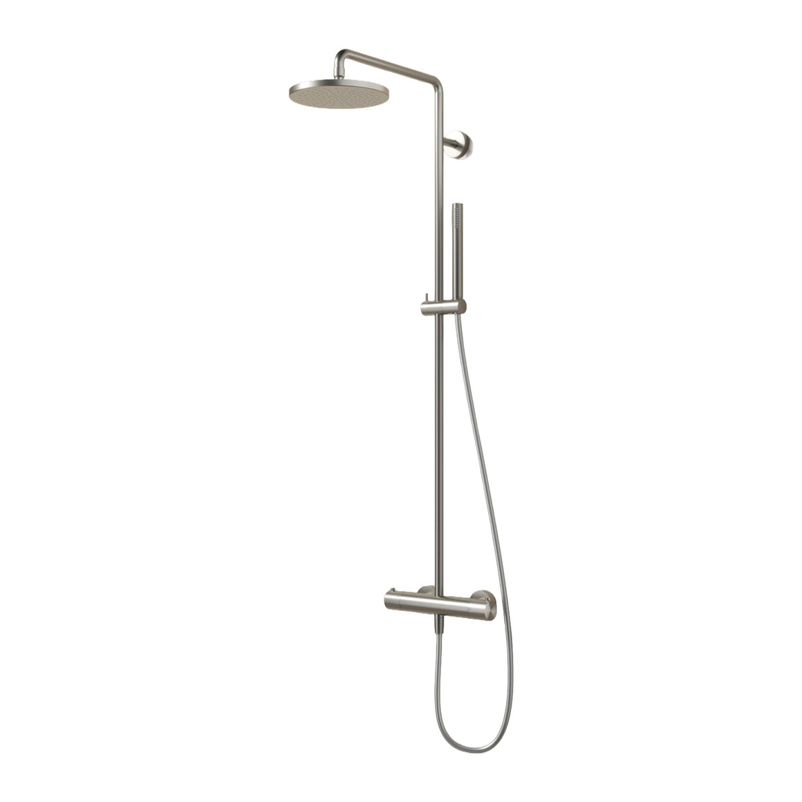 Hotbath Archie SDS32 thermostatische regendoucheset opbouw RVS 316 Geborsteld RVS Staafhanddouche + standaard hoofddouche productfoto