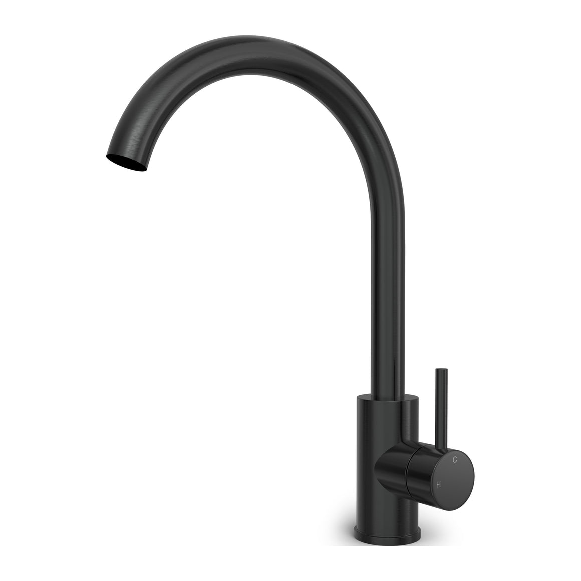 Hotbath Buddy B104 wastafelmengkraan met draaibare uitloop Geborsteld zwart PVD productfoto