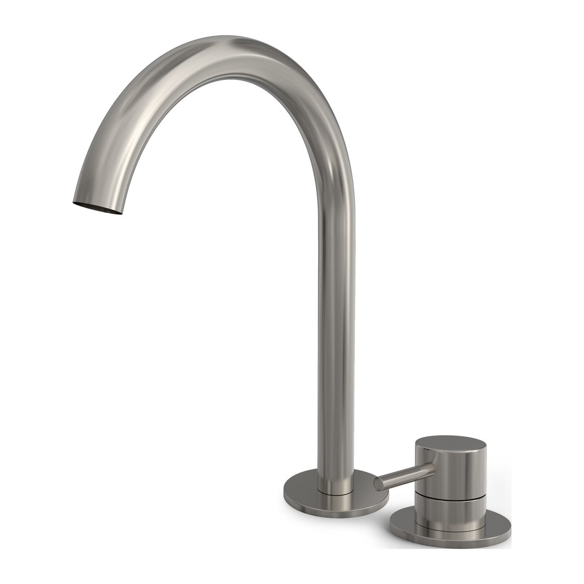 Hotbath Buddy B123H hoge 2-gats wastafelmengkraan Geborsteld nikkel productfoto