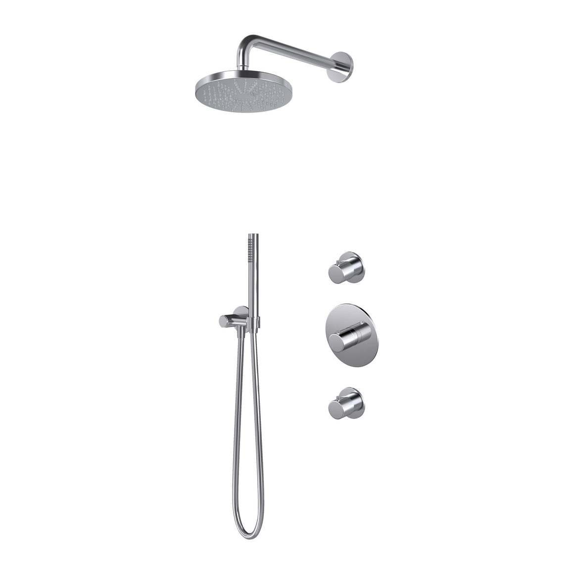 Hotbath Buddy IBS1 inbouw regendoucheset thermostatisch met 2 stopkranen Chroom Staafhanddouche + wandarm + hoofddouche 20 cm productfoto