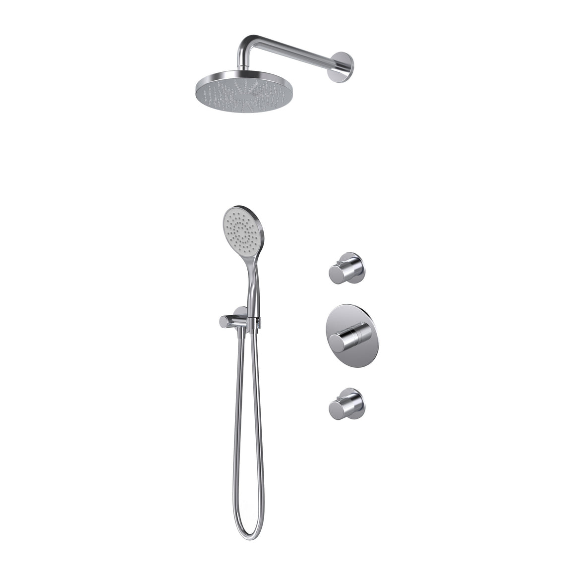 Hotbath Buddy IBS12 inbouw regendoucheset thermostatisch met 2 stopkranen Chroom Staafhanddouche + wandarm + hoofddouche 20 cm productfoto