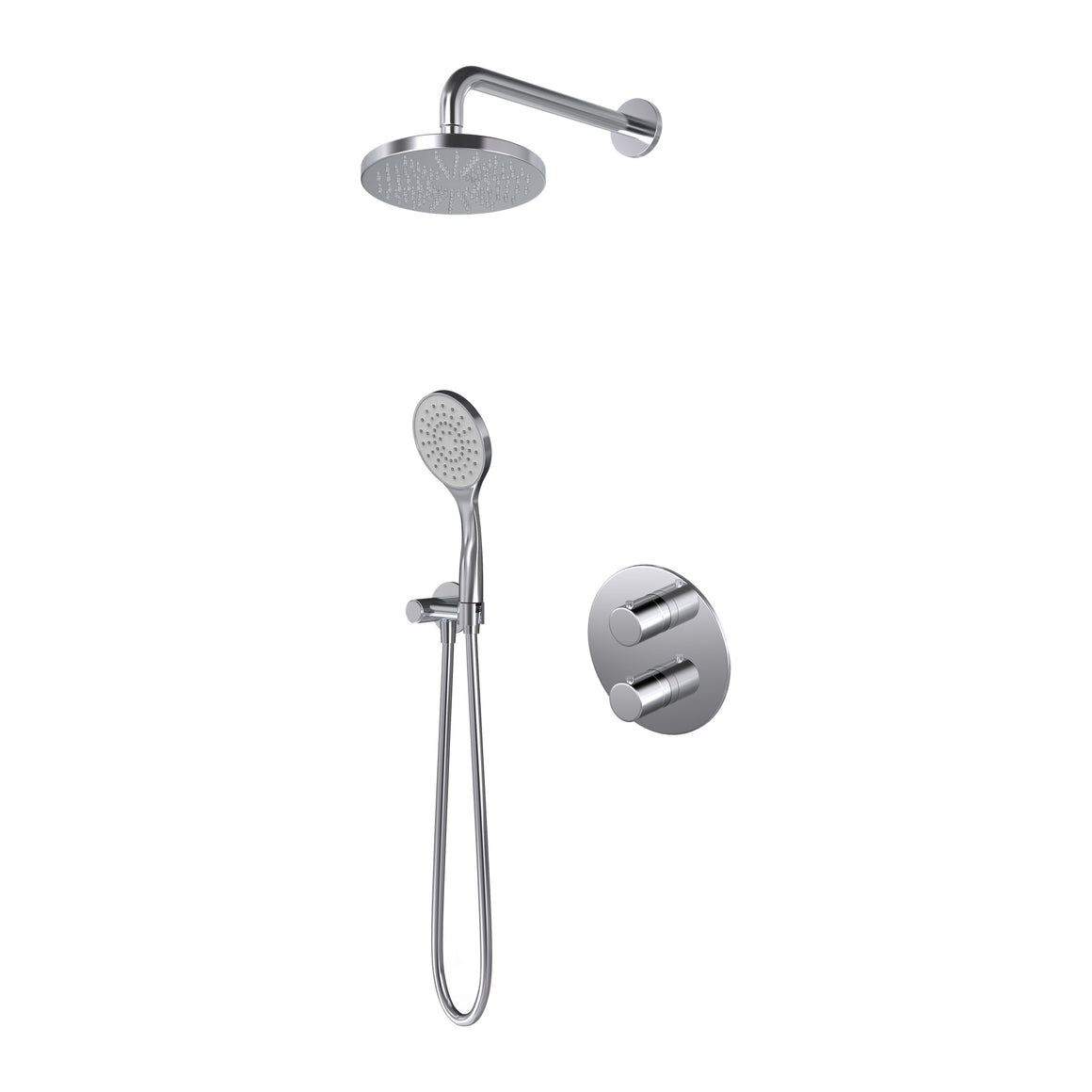 Hotbath Buddy IBS12A inbouw regendoucheset thermostatisch met 2-weg stop-omstel Chroom Staafhanddouche + wandarm + hoofddouche 20 cm productfoto
