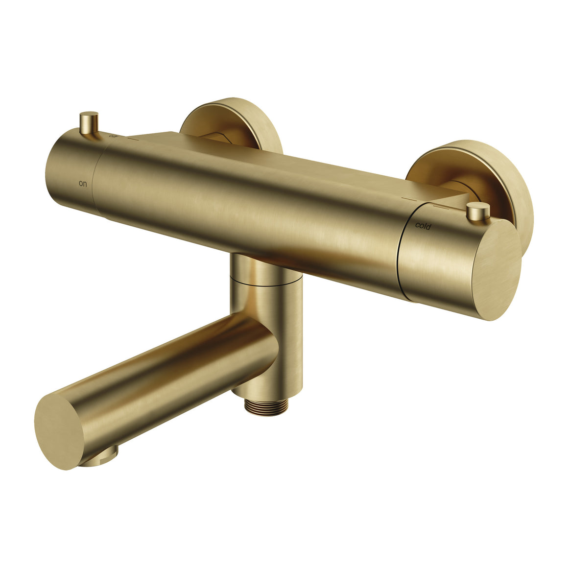 Hotbath Cobber B020 thermostatische badmengkraan met wegdraaibare omstel-uitloop Geborsteld messing productfoto