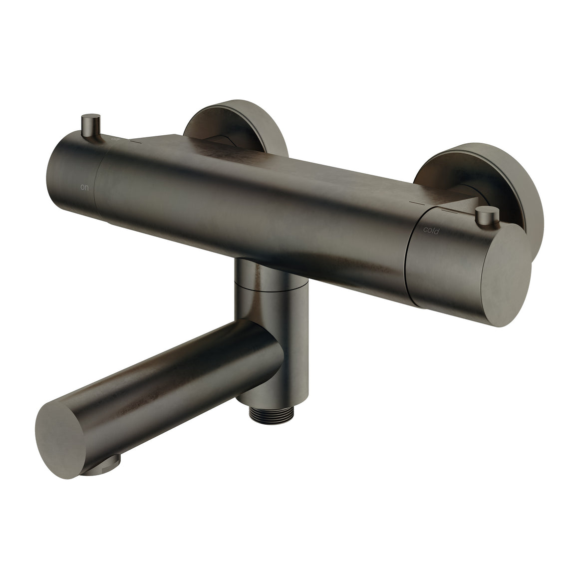 Hotbath Cobber B020 thermostatische badmengkraan met wegdraaibare omstel-uitloop Verouderd ijzer productfoto