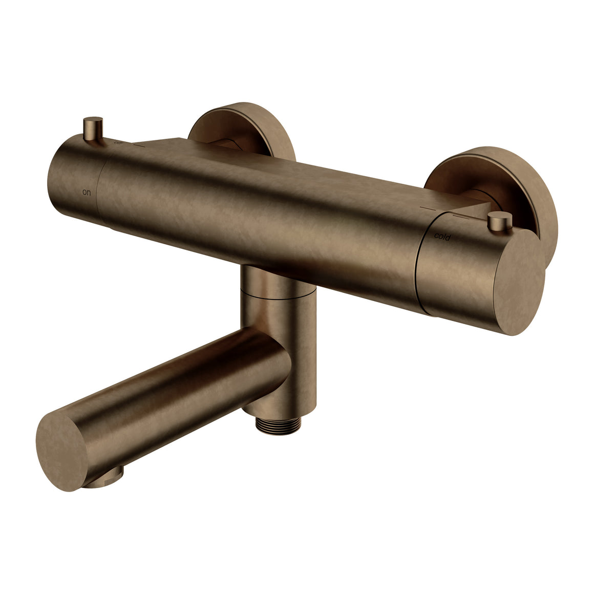 Hotbath Cobber B020 thermostatische badmengkraan met wegdraaibare omstel-uitloop Verouderd messing productfoto