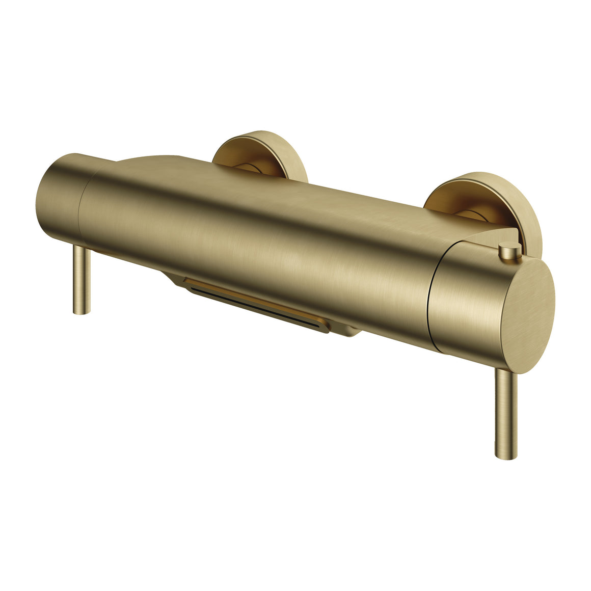Hotbath Cobber B021 thermostatische badmengkraan met cascade uitloop Geborsteld messing productfoto