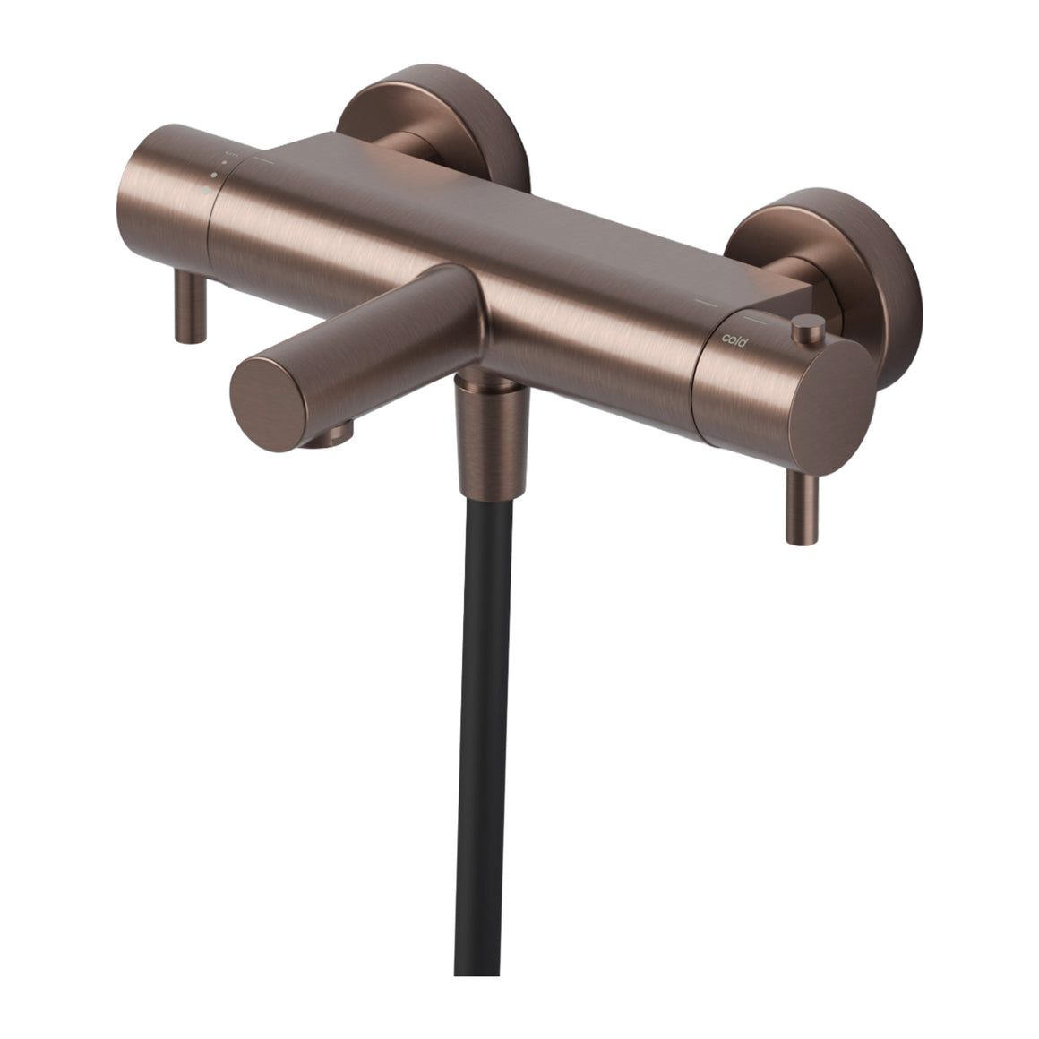 Hotbath Cobber B022 thermostatische badmengkraan met uitloop Geborsteld koper PVD productfoto