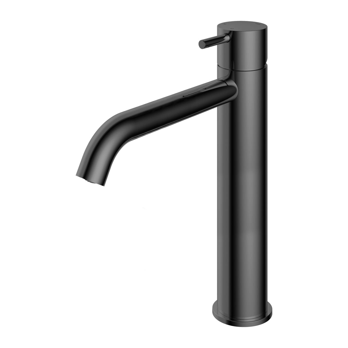 Hotbath Cobber CB003HC hoge wastafelmengkraan met gebogen uitloop Gepolijst zwart PVD productfoto (kleurimpressie)