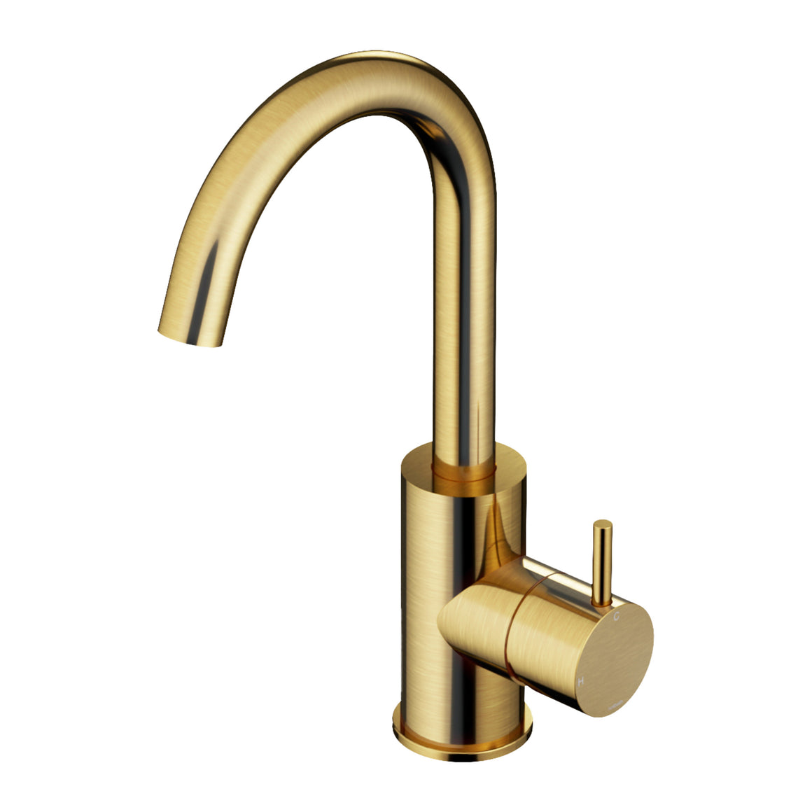 Hotbath Cobber CB004 wastafelmengkraan met draaibare uitloop Geborsteld messing productfoto