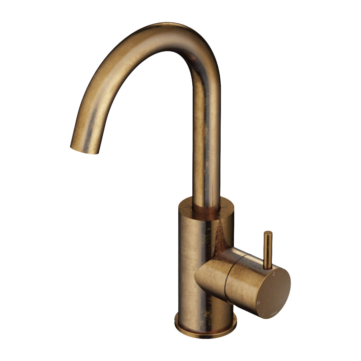 Hotbath Cobber CB004 wastafelmengkraan met draaibare uitloop Verouderd messing productfoto