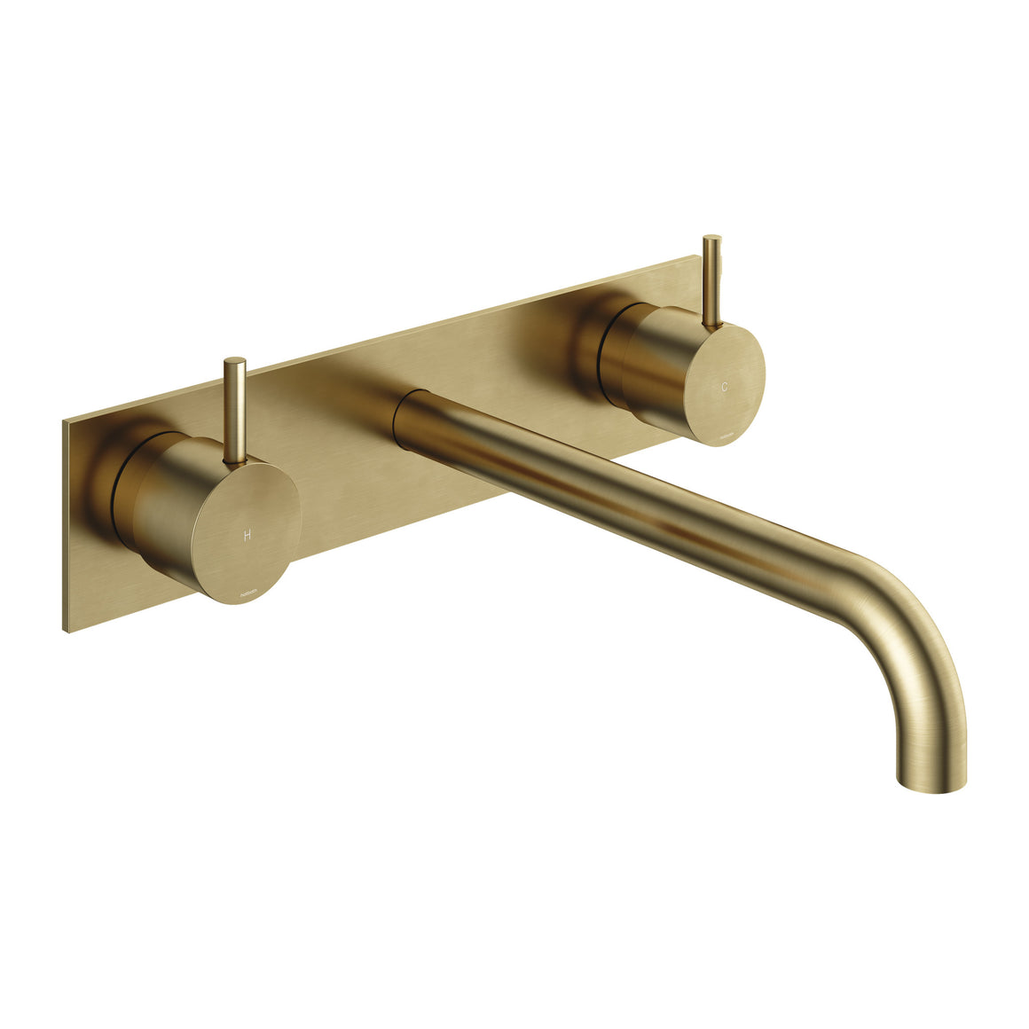 Hotbath Cobber CB006T inbouw wastafelmengkraan 3-gats met achterplaat Geborsteld messing 25 cm productfoto