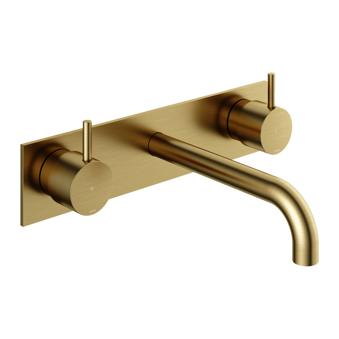 Hotbath Cobber CB006T inbouw wastafelmengkraan 3-gats met achterplaat Geborsteld messing PVD 18 cm productfoto