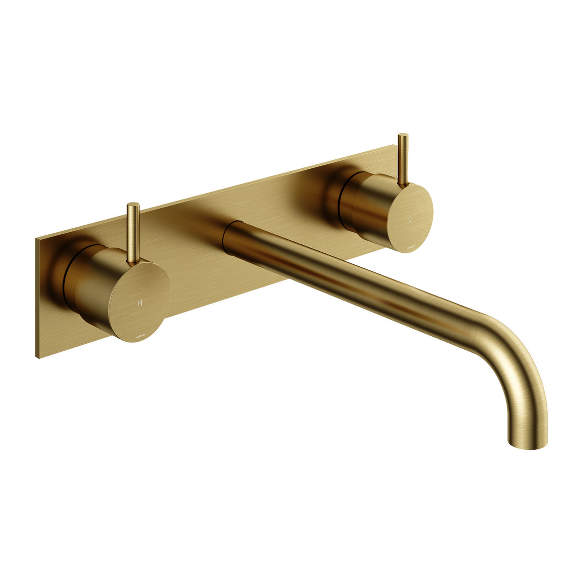 Hotbath Cobber CB006T inbouw wastafelmengkraan 3-gats met achterplaat Geborsteld messing PVD 25 cm productfoto