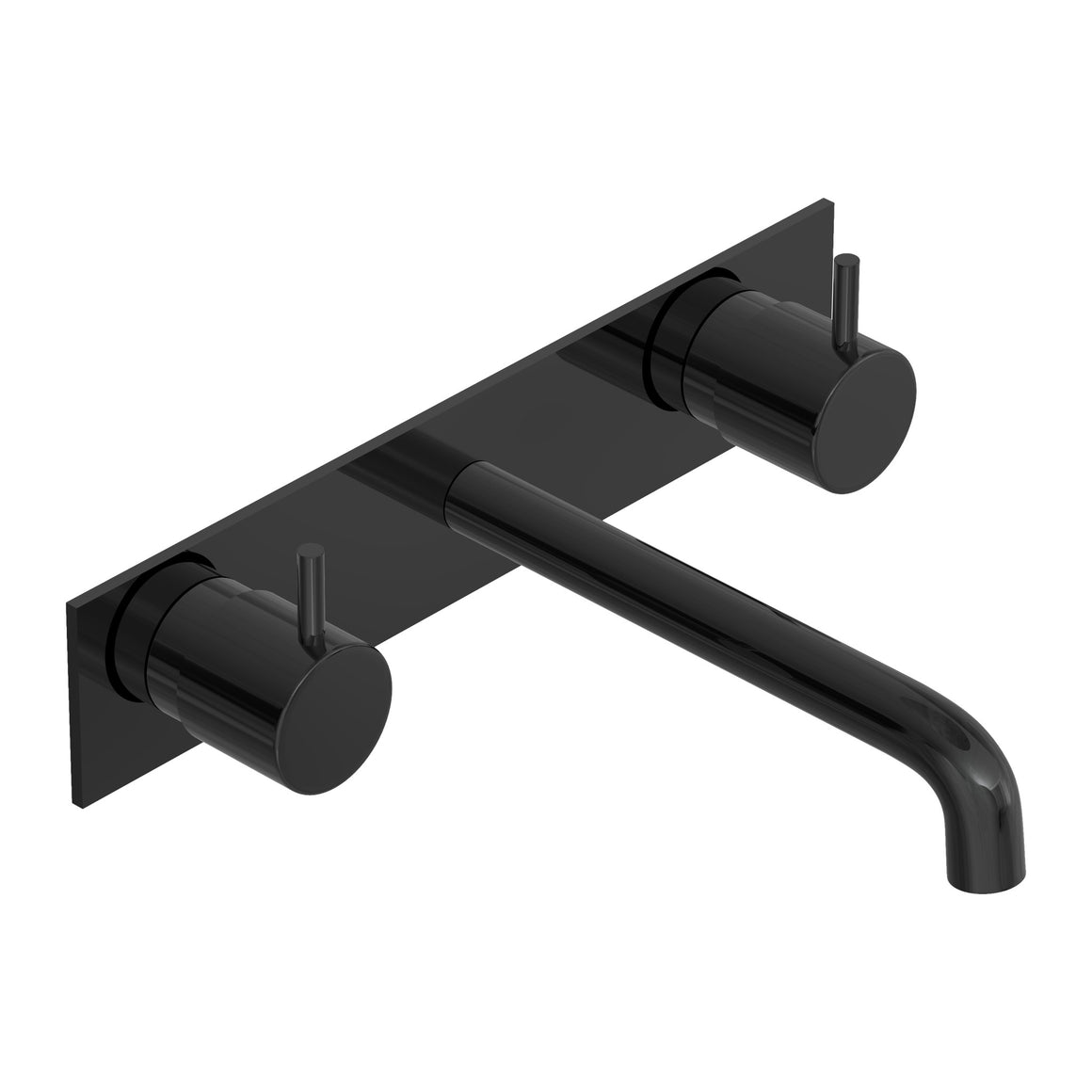Hotbath Cobber CB006T inbouw wastafelmengkraan 3-gats met achterplaat Gepolijst zwart PVD 18 cm productfoto