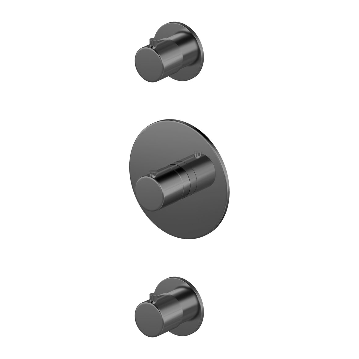 Hotbath Cobber CB007 inbouw thermostaat met 2 stopkranen Gepolijst zwart PVD productfoto (kleurimpressie)