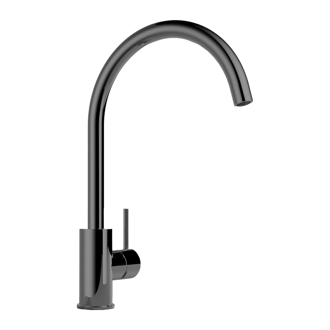 Hotbath Cobber CB040 keukenmengkraan met draaibare gebogen uitloop Gepolijst zwart PVD productfoto (kleurimpressie)