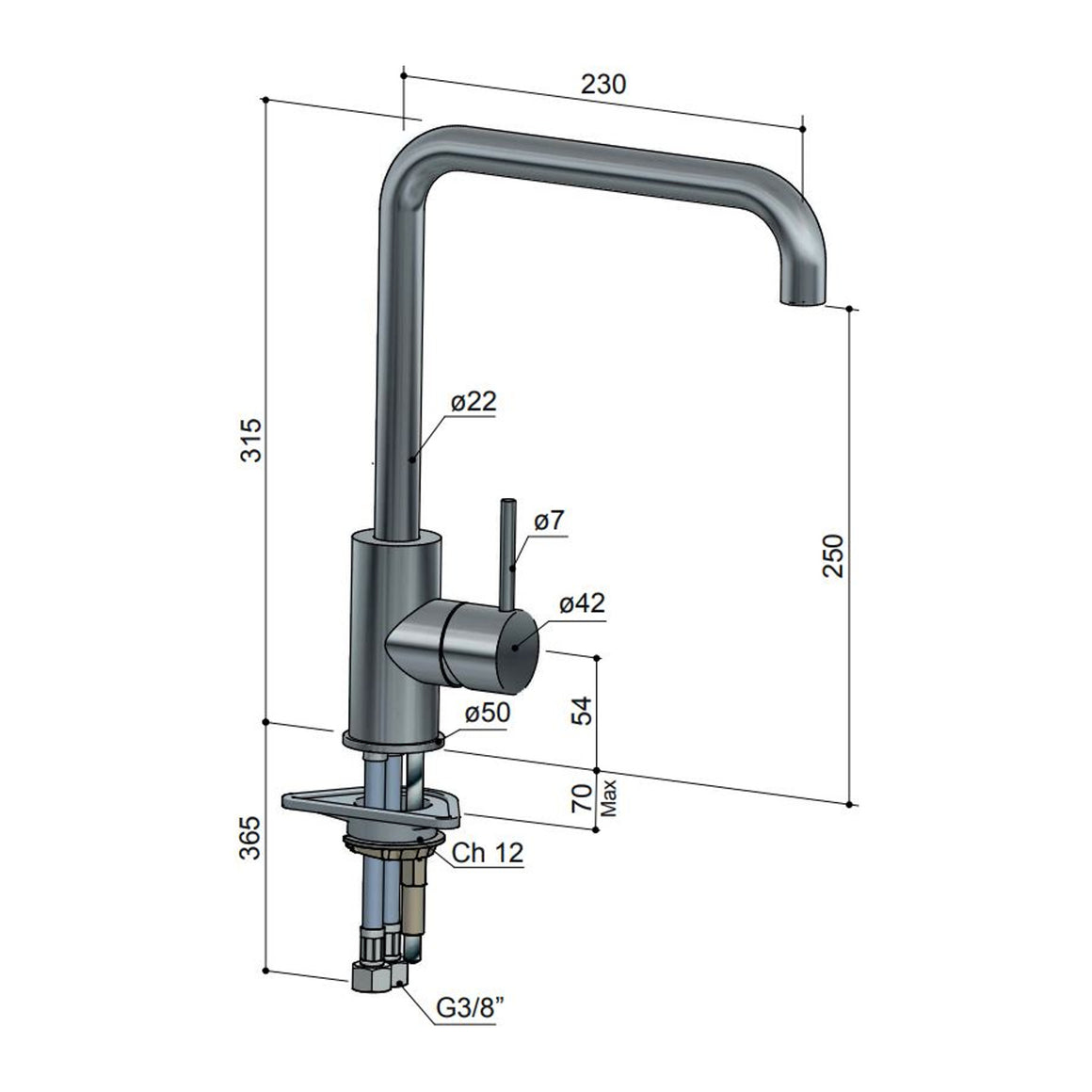 Hotbath Cobber CB041 keukenmengkraan met draaibare rechte uitloop Verouderd messing productfoto