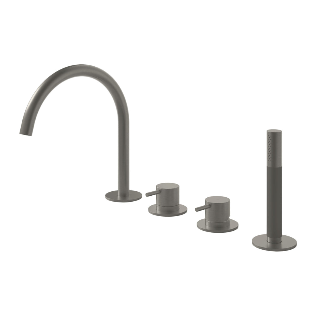 Hotbath Cobber CB073 badrandcombinatie met uitloop, handdouche en 2-weg omstel Geborsteld nikkel productfoto (kleurimpressie)