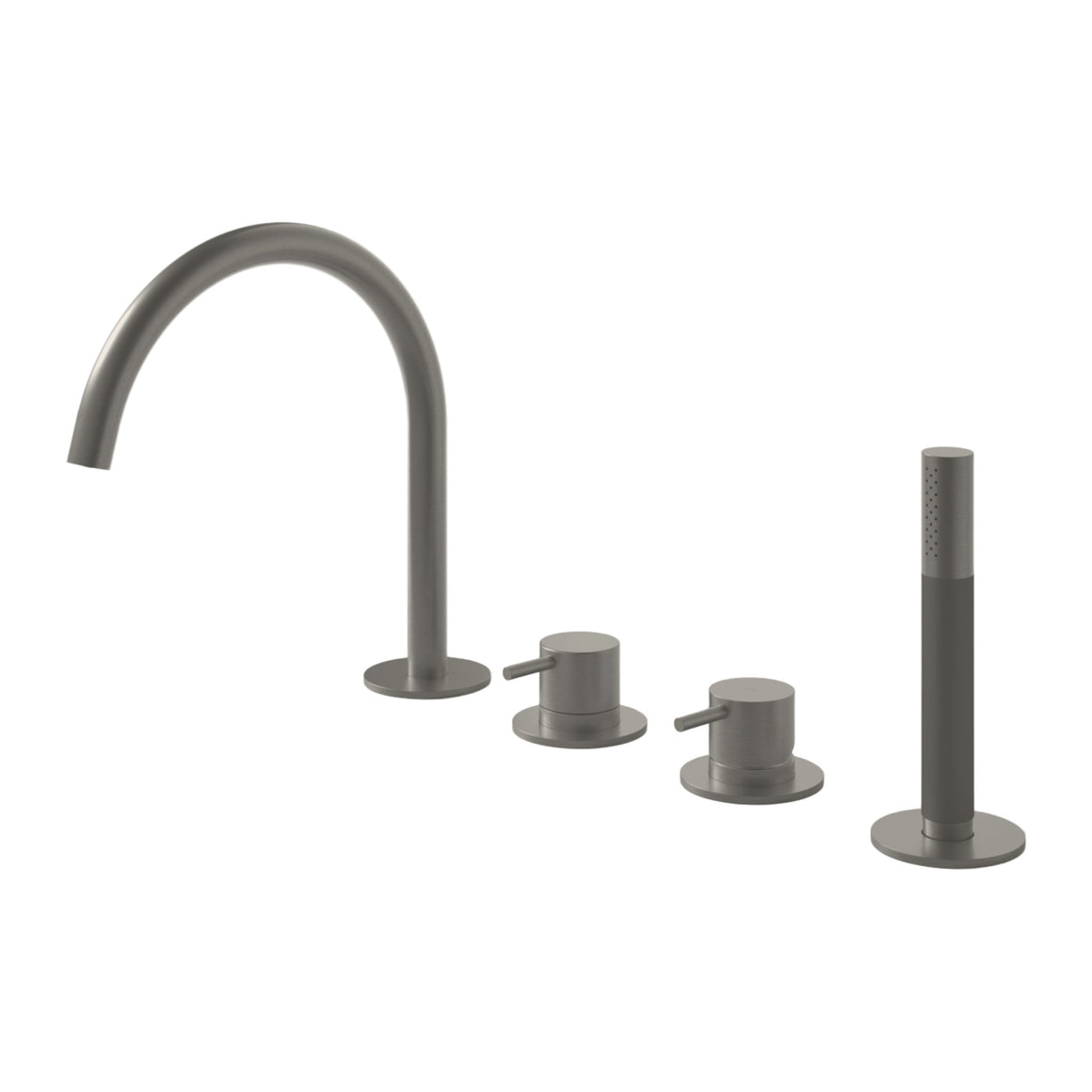 Hotbath Cobber CB073 badrandcombinatie met uitloop, handdouche en 2-weg omstel Geborsteld nikkel productfoto (kleurimpressie)