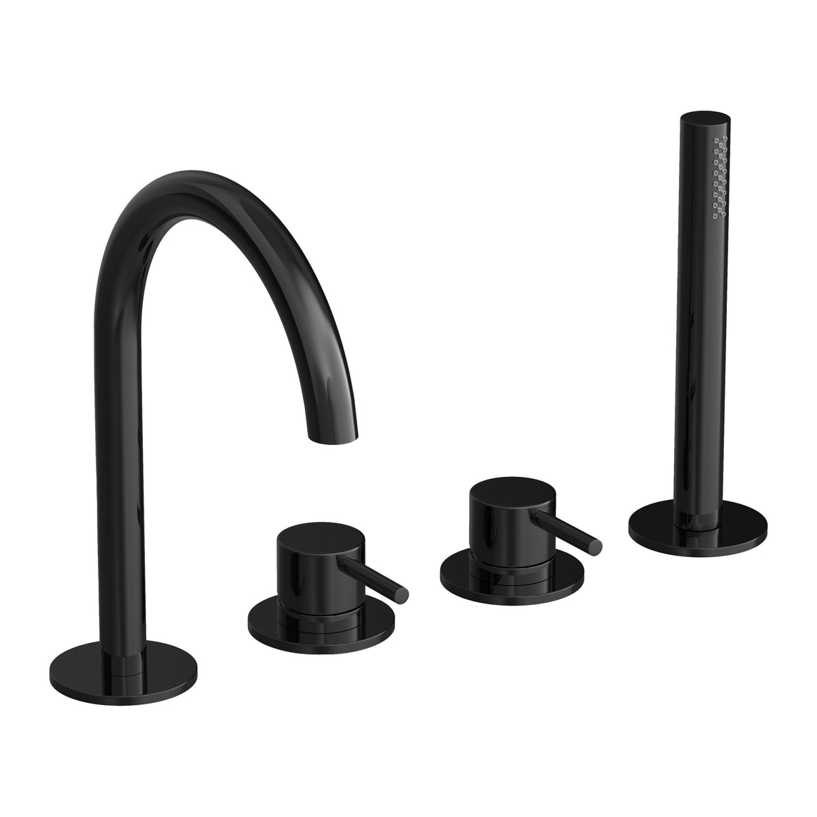 Hotbath Cobber CB073 badrandcombinatie met uitloop, handdouche en 2-weg omstel Gepolijst zwart PVD productfoto