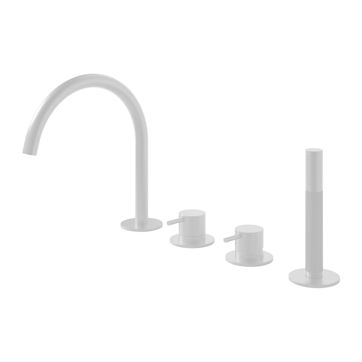 Hotbath Cobber CB073 badrandcombinatie met uitloop, handdouche en 2-weg omstel Mat wit productfoto (kleurimpressie)