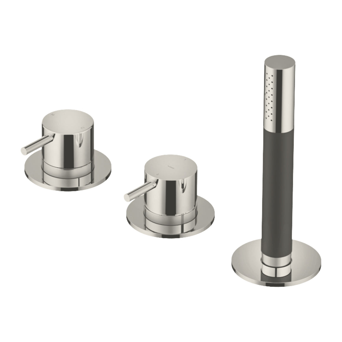 Hotbath Cobber CB075 badrandcombinatie zonder uitloop met handdouche en 2-weg omstel Geborsteld nikkel productfoto (kleurimpressie)