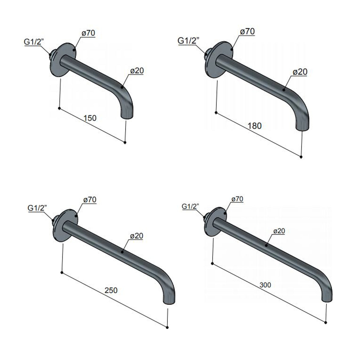 Hotbath Cobber CB095 uitloop voor inbouw wastafelkraan Geborsteld koper PVD 18 cm productfoto
