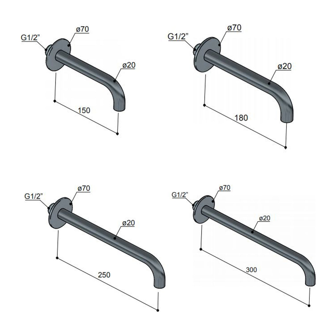 Hotbath Cobber CB095 uitloop voor inbouw wastafelkraan Verouderd messing 25 cm productfoto