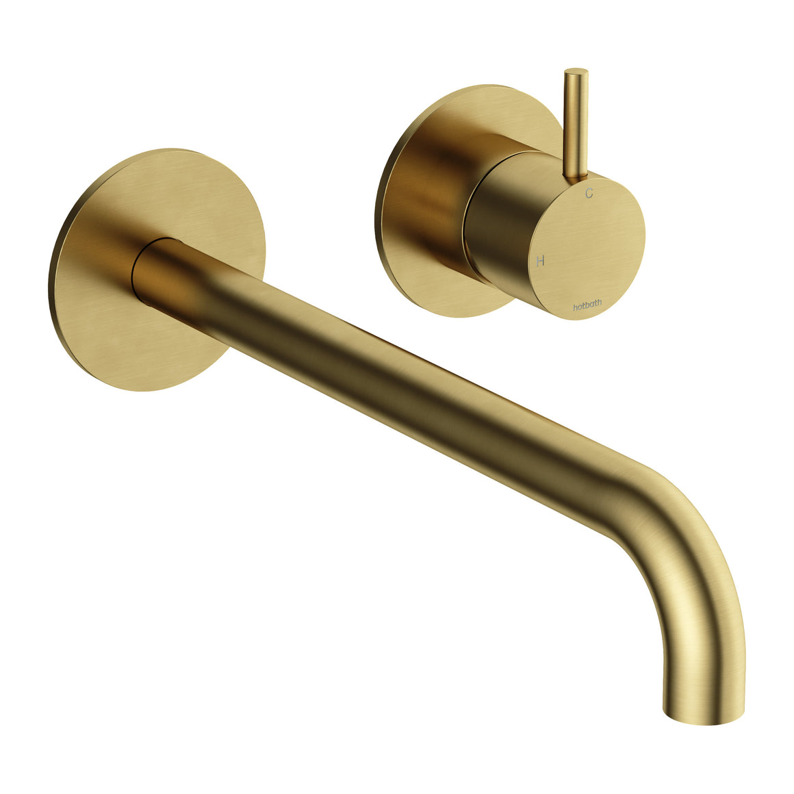 Hotbath Cobber CB105EXT25 inbouw wastafelmengkraan 2-gats met 25 cm uitloop Geborsteld messing PVD productfoto