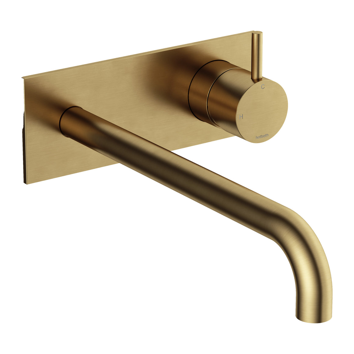 Hotbath Cobber CB106 inbouw wastafelmengkraan met achterplaat Geborsteld messing 25 cm productfoto