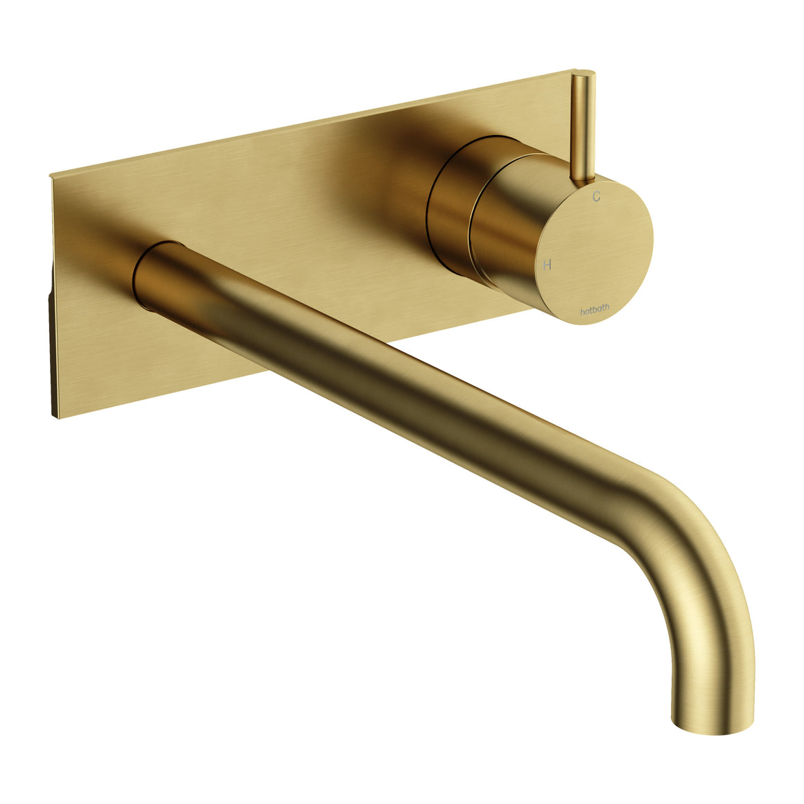 Hotbath Cobber CB106 inbouw wastafelmengkraan met achterplaat Geborsteld messing PVD 25 cm productfoto