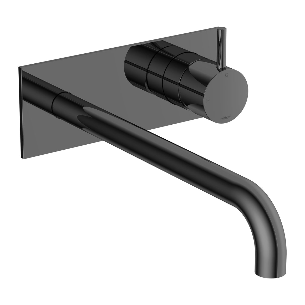 Hotbath Cobber CB106 inbouw wastafelmengkraan met achterplaat Gepolijst zwart PVD 25 cm productfoto (kleurimpressie)