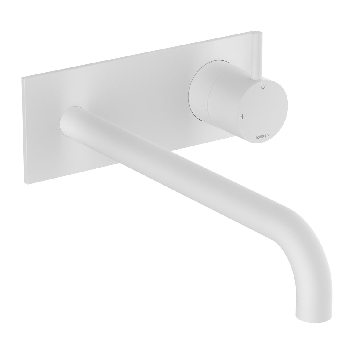 Hotbath Cobber CB106 inbouw wastafelmengkraan met achterplaat Mat wit 25 cm productfoto