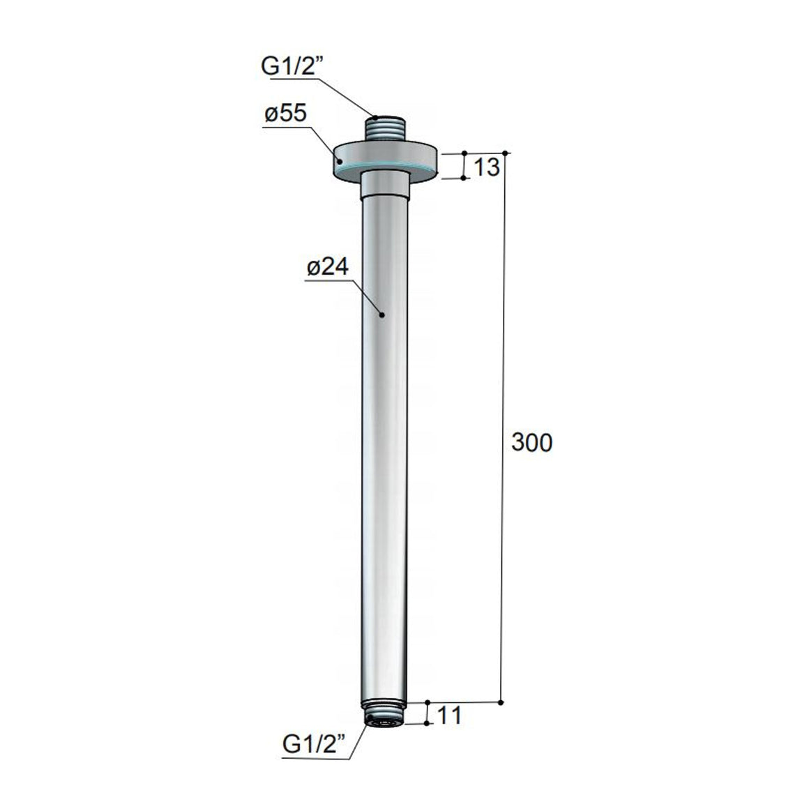 Hotbath Cobber CB453 plafondbuis rond 30 cm Chroom productfoto