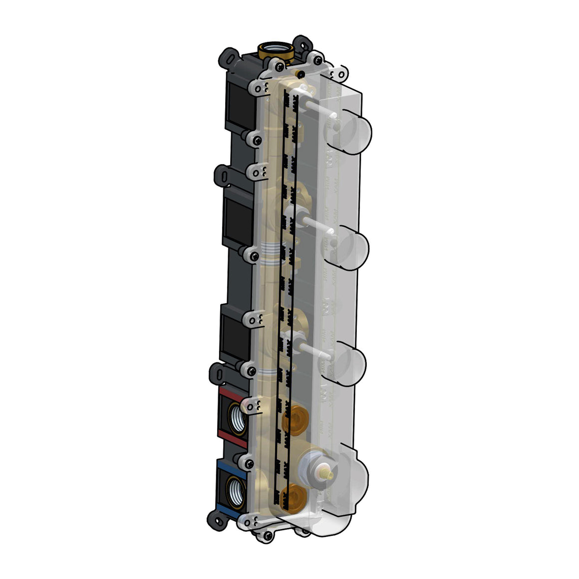 Hotbath Cobber HBPB050 inbouwdeel voor thermostaat met 3 pushbuttons verticaal productfoto