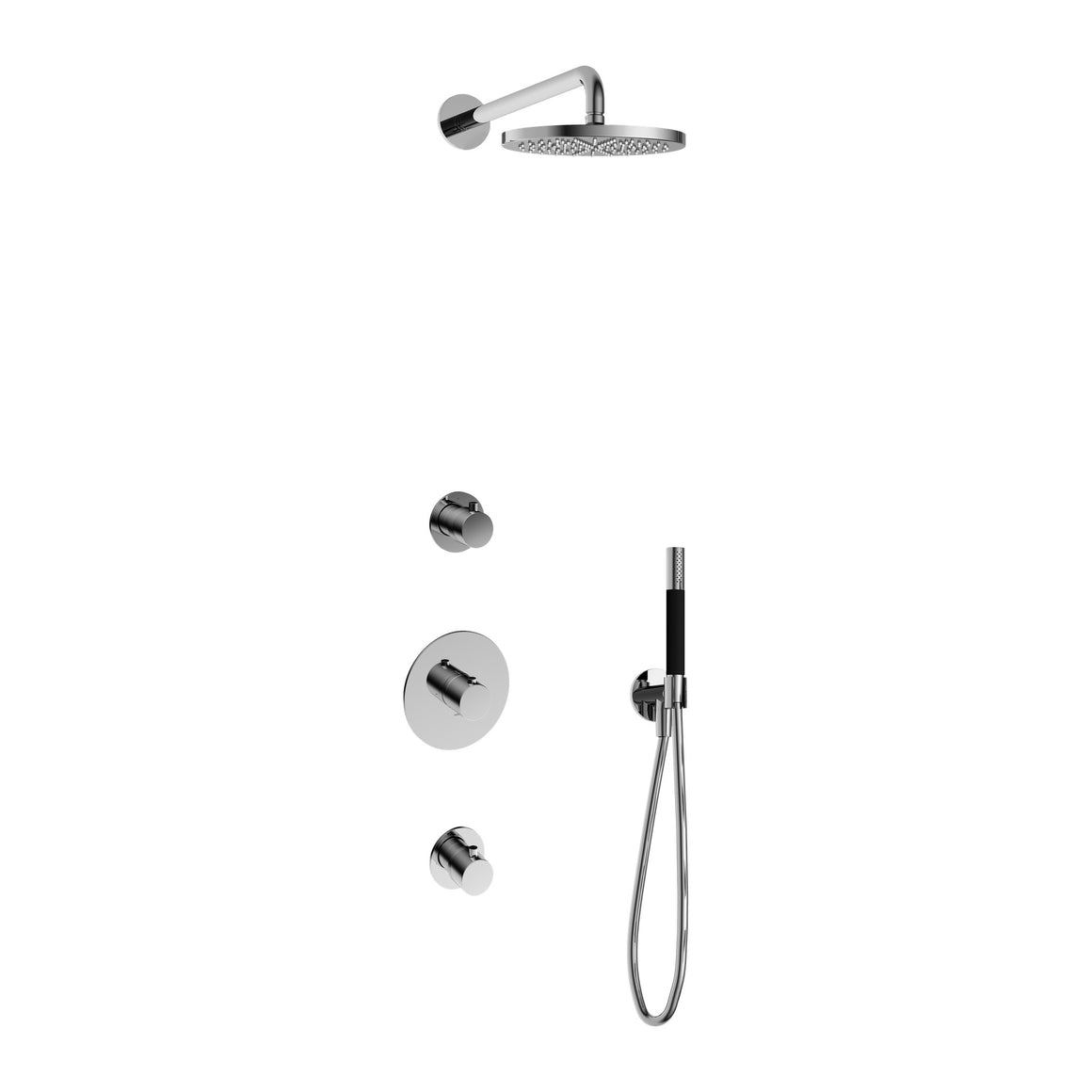 Hotbath Cobber IBS20 inbouw regendoucheset thermostatisch met 2 stopkranen Chroom Staafhanddouche + wandarm + hoofddouche 20 cm productfoto
