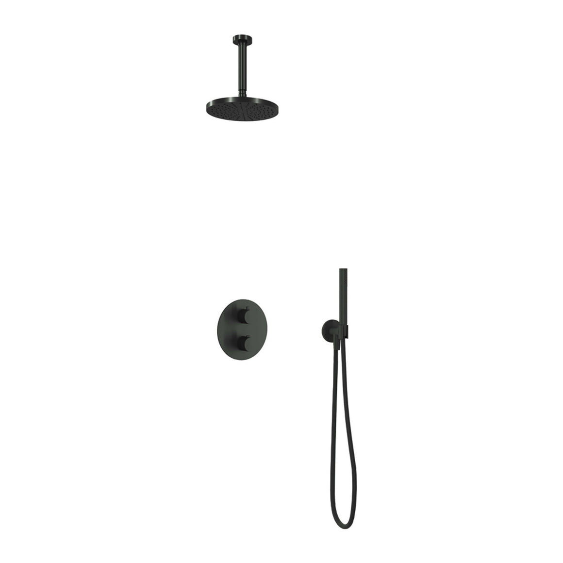 Hotbath Cobber IBS20A inbouw regendoucheset thermostatisch met 2-weg stop-omstel Chroom Staafhanddouche + plafondbuis 15 cm + hoofddouche 20 cm productfoto
